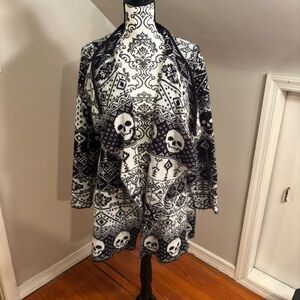 Torrid Women's Skull Fair Isle Cardigan Sweater Size 0 Goth Punk Emo Cozy